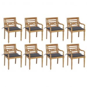 Image de VidaXL Chaises Batavia avec coussins 8 pcs Bois de teck solide