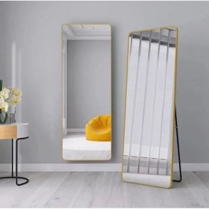 137 x 37 cm Miroir sur Pied, Miroir de Sol, Miroirs muraux, Miroir Autoportant, Alliage d'Aluminium avec Cadre-Doré - Wevalley