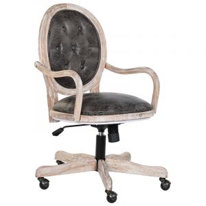 Chaise de bureau en home office, vintage blanc, marron