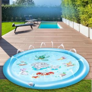 Creative Kids Tapis d'eau 170CM - Tapis d'eau avec système de pulvérisation - Impression sous-marine - Dès 3 ans - Plastique - Bleu