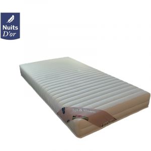 Nuits D'or Matelas 80x200 Mousse Haute R&eacute;silience HR 35 Kg/m3 Hauteur 18 Cm Soutien Ferme + Oreiller &agrave; M&eacute;moire de Forme + Prot&egrave;ge Matelas OFFERTS