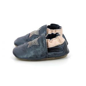 Robeez B&eacute;b&eacute; Fille Star Stripe CRP Chausson pour Nourrisson, Marine Metal, 17 EU