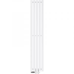 ECD Germany Radiateur Plat Design Stella Non Électrique - 260 x 1400 mm - Blanc - Connexion Central - avec Kit de Raccordement au Sol et Thermostat - Panneau Vertical Chauffage pour Salle de Bain