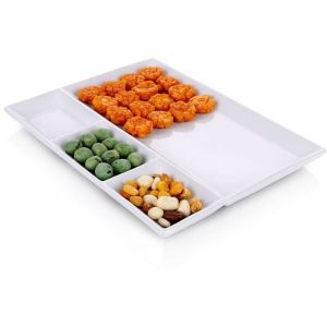 Assiette divisée en porcelaine blanche 26,5x20 cm