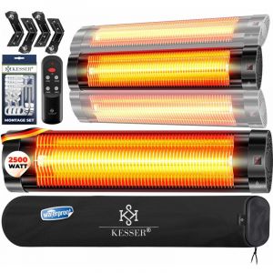 KESSER Chauffage radiant infrarouge 2500 Watt Chauffage radiant infrarouge avec télécommande Chauffage radiant de terrasse avec housse de protection