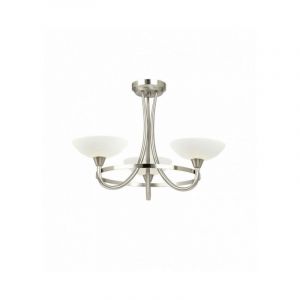 Endon Plafonnier Cagney, chrome satiné et verre, 3 ampoules