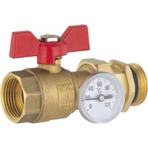 Noyon & Thiebault Vanne droite 26x34 (1') manette rouge pour collecteur plancher chauffant