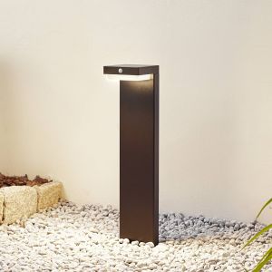 Lindby luminaire pour socle LED solaire Eleazar, noir, aluminium, détecteur