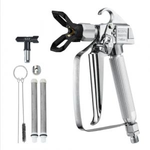 Image de VEVOR Pistolet pulvérisateur de Peinture sans air, Haute Pression 248 Bar, avec Embout 517, kit à Joint pivotant, avec filtres, Aiguille de Nettoyage et Brosse, pour Machine de pulvérisation sans air