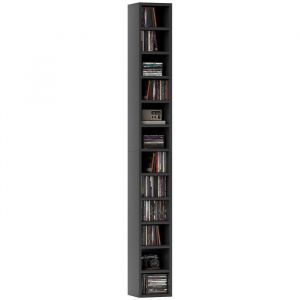 Homcom Rangements pour CD et DVD - meuble colonne de rangement - 12 compartiments - capacit&eacute; max. 204 CD - 21x20x175cm - noir