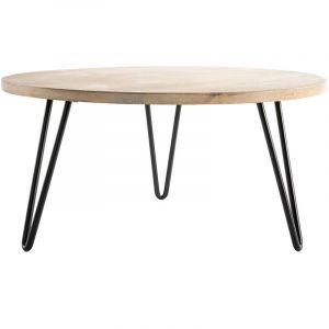 Miliboo Table basse ronde manguier massif et métal L80 x H40 cm VIBES