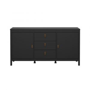 Calicosy Furniture To Go - Buffet 2 portes et 3 tiroirs noir mat L151cm - barcelone