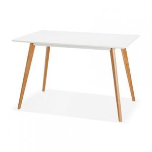 M&S Table à manger 200x120x78 cm en bois blanc et naturel - BALTIC