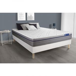 Ensemble matelas Ressorts ensac s+Mémoire de forme ACTIFLEX ZEN 180x200 Maxi épaisseur 7zones de confort + sommier KIT blanc