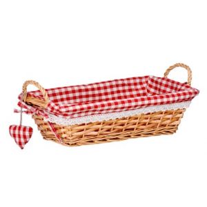 Premier housewares Panier &agrave; pain rectangulaire cornouiller rustique doublure en tissu naturel vichy