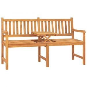 Banc de jardin meuble de patio d'extérieur terrasse 3 places avec table 150 x 62,5 x 90 cm bois de teck massif 02_0011317