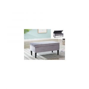 Banc bout de lit malle et coffre Tissu Gris Vente unique 10 65 kg