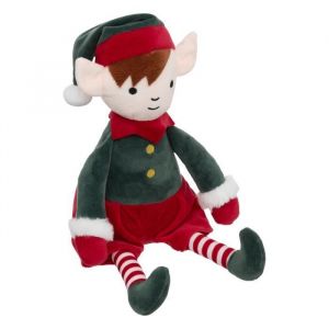 Atmosphera - Peluche lutin de Noël - H 35 cm - Vert et rouge