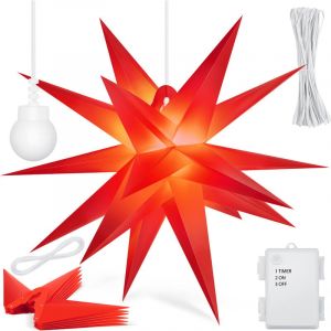 Kesser - toile lumineuse 3D Étoile de Noël led avec minuterie pour l'intérieur et l'extérieur Étoile de l'Avent lumineuse suspendue Étoile + lumière