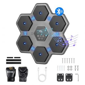 Todeco Machine de Boxe Musicale Adulte et Enfant avec Gants 9 Modes Comptage AutomatiquHexagonal