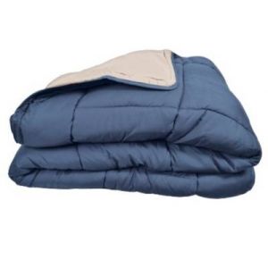 Poyet motte Couette bicolore Polyester P&eacute;trole/Mastic 160 x 220 cm - Gamme CALGARY