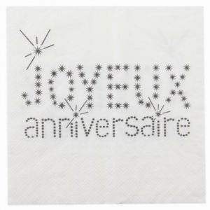 20 serviettes Joyeux Anniversaire (33 x 33 cm)