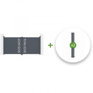 Casanoov - Pack portail battant sunny 300x140cm + 2 poteaux eifel H.166cm Gris