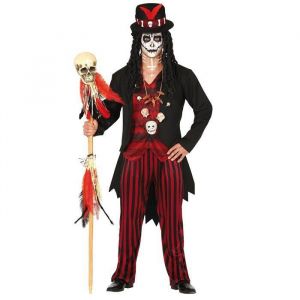 FIESTAS GUIRCA Déguisement de chaman vaudou pour homme – Costume de sorceleur avec chapeau vaudou – Costumes d'Halloween pour homme Taille adolescents 14-16 ans