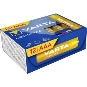 Varta Piles AAA, paquet de 12, Longlife Power, alcalines, 1,5V, Cube, emballage recyclé à 90%, adaptées pour les télécommandes, les réveils, les radios, les horloges murales, Made in Germany