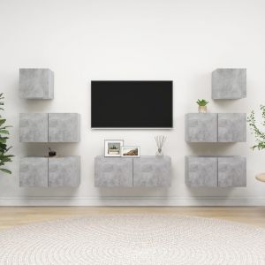 Image de VidaXL Ensemble de meuble TV 7 pcs Gris béton Aggloméré