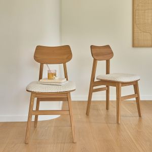 Bois Dessus Bois Dessous Lot de 2 chaises en teck massif assise bouclette ADELE
