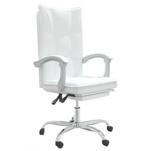 VidaXL Fauteuil inclinable de bureau Blanc Similicuir