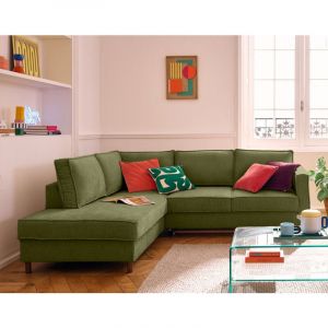 Jake - canapé d'angle gauche 5 places convertible en tissu velours relief