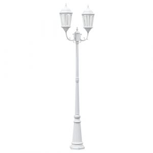 VidaXL Poteau de lumière de Jardin 2 Lampes E27 Blanc 235 cm Aluminium