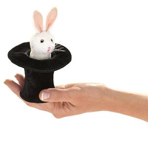 Image de Folkmanis 2709 - Marionnette mini lapin dans chapeau