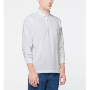 Tommy Hilfiger Polo droit piqué stretch manches longues Blanc - Couleur Blanc - Taille XS