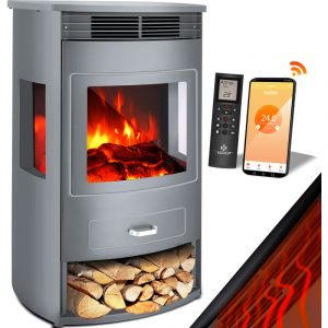 Kesser - Cheminée électrique Prio avec chauffage Radiateur soufflant Télécommande 950/1 900 W Cheminée électrique Effet de flamme led Feu de cheminée