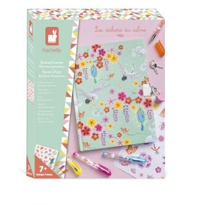 Janod Journal Intime avec Cadenas C&oelig;ur + 2 Cl&eacute;s &ndash; Inspiration R&ecirc;veries Japonaises - 96 Pages Illustr&eacute;es &ndash; Carnet Secret Livr&eacute; avec Stickers et 4 Stylos Gel Paillet&eacute;s &ndash; D&egrave;s 7 Ans