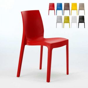 Grand Soleil 22 Chaises ROME en polypropylène empilable bar café promo offre stock | Rouge