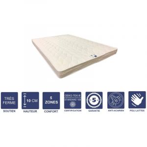 Literie Julien lot de 2 Matelas Trés Ferme Mémoire de Forme 70x190 x 10 cm 5 zones de Confort Noyau Poli Lattex HR Derniére Génération Trés