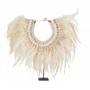 Statue Déco en Bois "Collier Dora" 35cm Blanc Prix