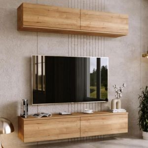Meuble TV Nicole 80, style scandinave, suspendu, Armoire TV