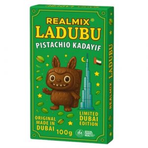 REALMIX Chocolat Dubaï Édition Limitée LADUBU Délice de Dubaï au Chocolat au lait et aux pistaches et Kunafa Fabriqué à Dubaï
