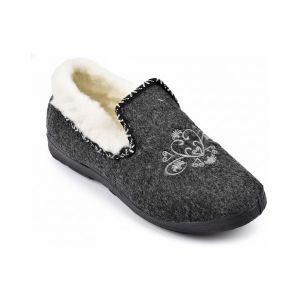 Ozabi Chaussons Pantoufle Charentaise femme hiver D869 GRIS
