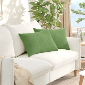 VidaXL Coussins de canap&eacute; en velours c&ocirc;tel&eacute; - Vert clair - 60x40x20 cm - Housses amovibles - Rembourrage polyester