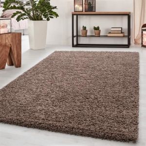 Life SHAGGY XXL - Grand Tapis Uni 240 x 340cm - 100% Polypropyl&egrave;ne 30mm - Caf&eacute;