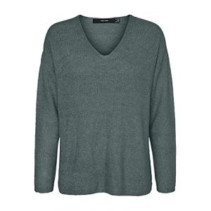 Vero Moda Pull Col V Crew Lefile S Balsam Green / Detail Melange