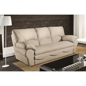 Venesetti - Canapé 3 places convertible en 100% tout cuir italien vachette osiris, couleur beige - Beige