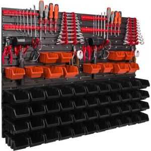 Tableau &agrave; outils 115 x 78 cm &eacute;tabli mural 56 plateaux noir biblioth&egrave;que de garage