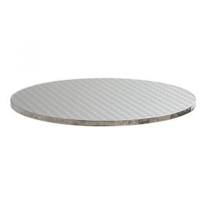 Oviala Plateau de table rond en aggloméré et inox 70 cm